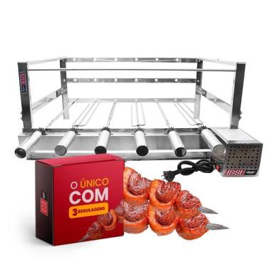 Imagem de Churrasqueira Gira Grill 6 Espetos 70cm em Inox Motor Ajustável Removí