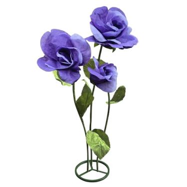 Imagem de 3 peças de flores grandes para decoração ao ar livre - papel artificial, flores grandes, ajustáveis, decorações de flores dobráveis para decoração de fundo de casamento, vitrine de loja, adereços de