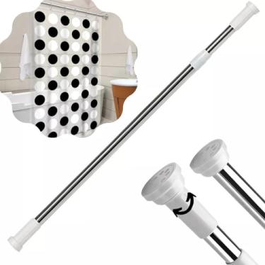 Imagem de Varão Extensível Regulável para Cortina de Banheiro e Cozinha 70-120 cm Suporte de Pressão Sem Furar, em Alumínio Ideal para Box, Janelas e Armários Bastão Haste Extensível Retrátil