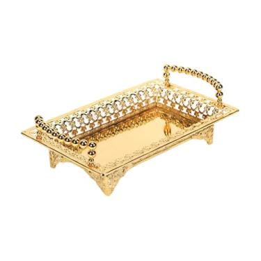 Imagem de Ｂｅｓｇａ Bandeja de servir, bandeja nórdica de ferro, prato de bolo de sobremesa simples, fruteira para mesa, sala de jantar, quarto, Ouro