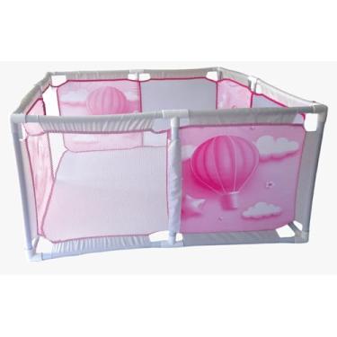 Imagem de Cercadinho Quadrado Balão e Girafa - Styll Baby Rosa