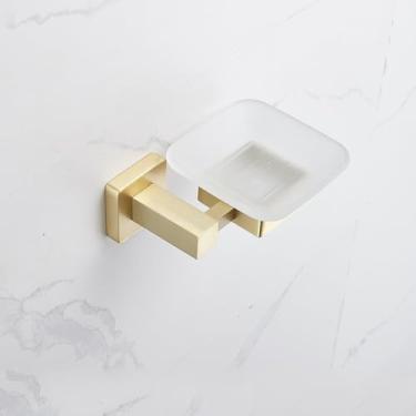 Imagem de Conjunto de banheiro dourado escovado - Toalheiro de latão - Suporte para papel higiênico - Acessórios de ferragens, saboneteira