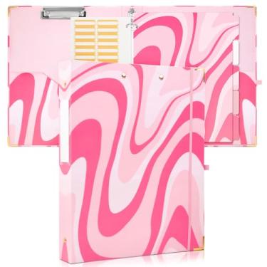 Imagem de Fichário de 3 anéis com prancheta, fichário para homens e mulheres, divisórias de fichário com abas, fichário de 2,5 cm para material escolar, material de escritório, fichário de portfólio (ondulação