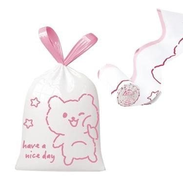 Imagem de Sacos de lixo de 4 galões 60 peças sem rasgos com cordão para banheiro, escritório, casa, quarto, lixeira com lindos sacos de lixo impressos (cor D, 60 peças)