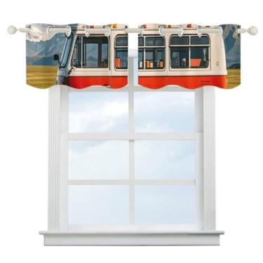 Imagem de Cortina blecaute Happy Bus Camper para escurecimento de quarto, cortinas de janela curta, isolamento térmico, para cozinha, sala de jantar, quarto, 2 painéis 132 x 46 cm