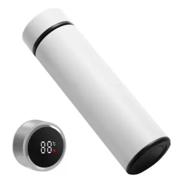Imagem de Garrafa Térmica Inox A Vácuo Termômetro Display Led 500 ML Cor: Branco