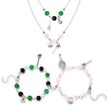 Imagem de Behufun Pulseiras combinando amizade, coroa chapéu de bruxa brincos colar pulseiras BFF para 2 melhores amigos, lembrancinhas de festa, acessórios presentes para mulheres, adolescentes, fãs decoração