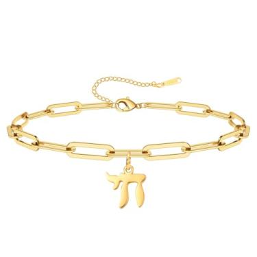 Imagem de Amaxer Pulseira Chai ajustável com símbolo hebraico judaico da vida joia religiosa significativa de aço inoxidável para judaísmo, Medium, Aço inoxidável, Sem Pedra Preciosa