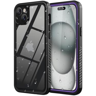 Imagem de ZWWADR Capa para iPhone 15 Plus à prova d'água, proteção de tela integrada [IP68 debaixo d'água][militar à prova de queda][à prova de poeira] Capa de telefone à prova de choque de corpo inteiro para iPhone 15 Plus 6,7 polegadas, roxo