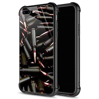 Imagem de ZHEGAILIAN Capa compatível com iPhone 7P/8P, AK 47, capa de munição de metralhadora AK 47, parte traseira de vidro temperado + capa protetora de TPU de silicone macio para iPhone 7P/8P.