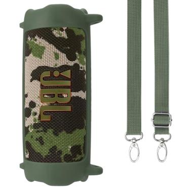 Imagem de Lebakort Capa de silicone compatível com alto-falante portátil JBL Flip 7 à prova d'água (capa verde quadrado)
