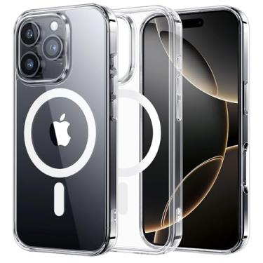 Imagem de NIMASO Capa para iPhone 16 Pro, compatível com MagSafe, à prova de choque, capa de proteção de nível militar, fina, antiamarelamento e antiarranhões, para iPhone 16 Pro, 16 cm, transparente