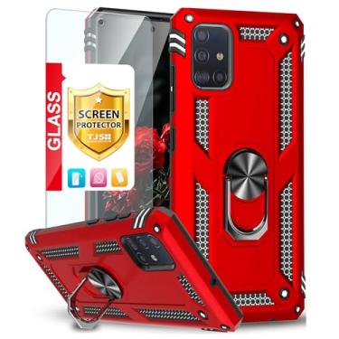 Imagem de TJS Capa de celular compatível com Samsung Galaxy A71 5G/A91/M80s (não serve para Galaxy A71 4G/Verizon Galaxy A71 5G UW), com [protetor de tela de vidro temperado] capa de suporte magnético de anel
