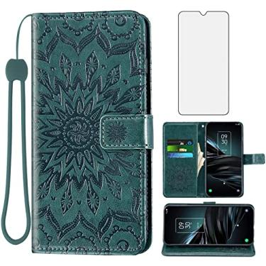 Imagem de Asuwish Capa de telefone para Alcatel TCL 4X 5G (T601DL)/TCL 20 A 5G (T768S) Carteira com protetor de tela de vidro temperado e capa flip fina de couro com suporte para cartão, acessórios para celular