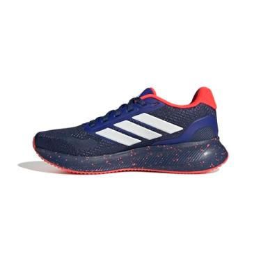 Imagem de adidas Tênis infantil Runfalcon 5 El Slip On Casual - Preto, Azul escuro/branco/vermelho solar, 12 Little Kid