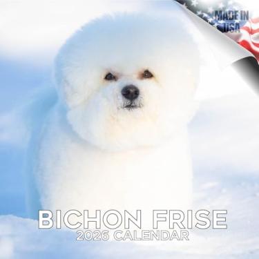 Imagem de Calendário Bichon Frise 2025 2026 – Calendário mensal de parede da raça canina – 30,5 cm x 61 cm – Papel grosso sem derramamento – Presente – Calendário de planejamento e organização de professores