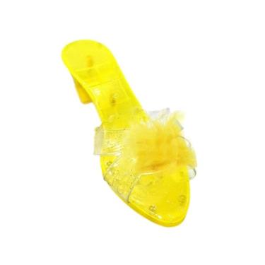 Imagem de Milageto Sapatos de princesa, brinquedo de brincadeira de faz de conta, sandálias de gelatina para festa de dança, cosplay, Amarelo