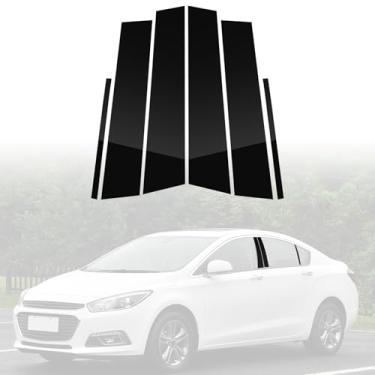 Imagem de LANZMYAN Kit de acabamento de janela B+C para janela de pilar compatível com Chevrolet, conjunto de adesivos de molduras de pilar de porta vinil adesivo decorativo para Cruze 2015 2016 (preto
