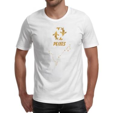 Imagem de Camiseta Unissex Signo Peixes Constelacao Dourada - Alearts, EG