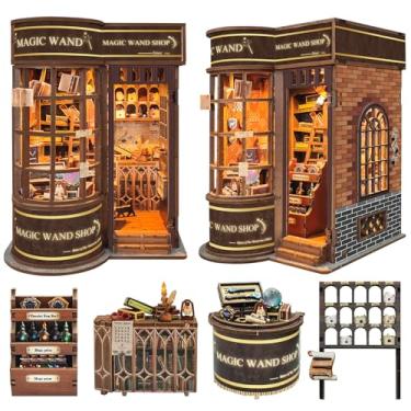 Imagem de Spilay DIY Miniature Book Nook Kit, Dollhouse Tiny House Model Build Bookshelf Decor, Bookends Model Kit with dust Cover & LED for Teens and Adults Gifts(Magic Shop)