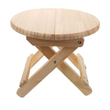 Imagem de FARFELLNY Banquinho dobrável de acampamento, banquinho sólido portátil, altura redonda, 21 cm, banquinho dobrável de madeira, design ultraleve, para jardim, praia, acampamento, banco, sem montagem