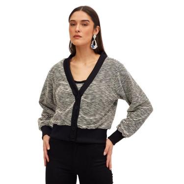 Imagem de Casaco Sommer Listrado Preto E Branco Tam. M-Feminino