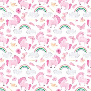 Imagem de Papel De Parede Adesivo Unícornio Infantil Rosa Menina 3m
