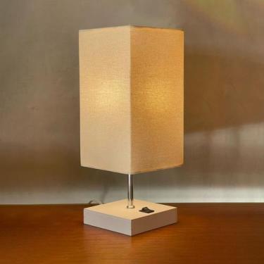 Imagem de Abajur de Mesa Quadrado Clássico de MDF Com Interruptor Com Cúpula par