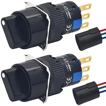 Imagem de ZJWZJH Mini Interruptor Rotativo 16 Mm 5/8" Seletor De 2 Posições Botão 5A 250 V Liga/Desliga Trava Com Fio Peças Certificação Ul