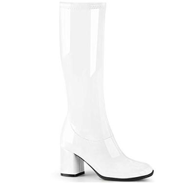 Imagem de Funtasma - Bota Gogo de salto bloco de 7,6 cm, zíper lateral, Branco, 10