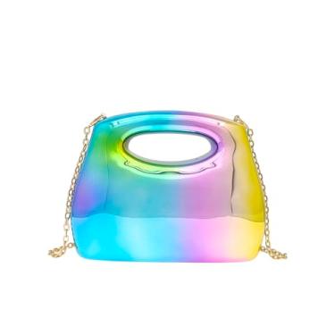 Imagem de COOLOYA Bolsa feminina de luxo de designer de acrílico bolsa clutch bolsa tiracolo bolsa de ombro com corrente, Multi, One Size