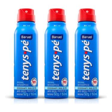 Imagem de 3 Desodorante Spray Jato Seco Tenys Pé Original Baruel 150ml