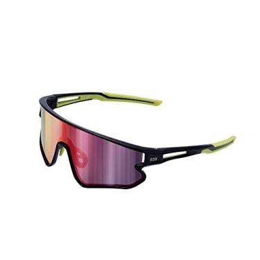 Imagem de O2O Óculos de sol esportivos (armação preta e amarela com lente vermelha)