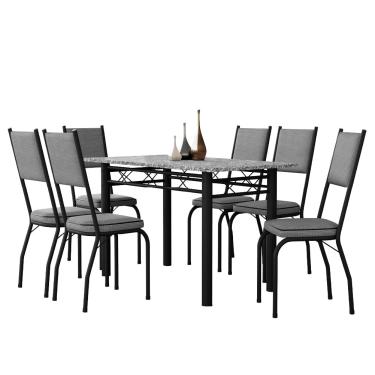 Imagem de Conjunto Sala De Jantar Mesa Tampo Granito 1,40m Com 6 Cadeiras Diana Artefamol