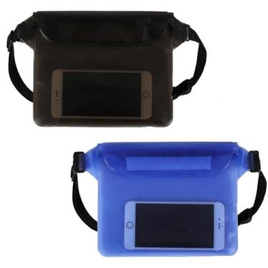 Imagem de AORNTAE Bolsa impermeável com cintura ajustável e tela sensível ao toque, mantém seu telefone e objetos de valor secos, perfeita para drifting, natação, caiaque, remo, pesca.., Preto + Bule, Ins