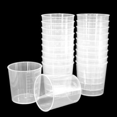 Imagem de Pacote com 20 copos medidores de líquido de 200 ml/192.8 g, copos de mistura transparentes, copos de medicina, copos graduados de laboratório, conjunto de jarros de medição transparentes, utensílios
