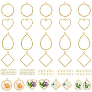 Imagem de Gartful Molduras abertas para fabricação de joias de resina, pingentes de moldura oca com anéis de salto, biséis artesanais para colar, brincos, Liga de aço, Sem Pedra Preciosa