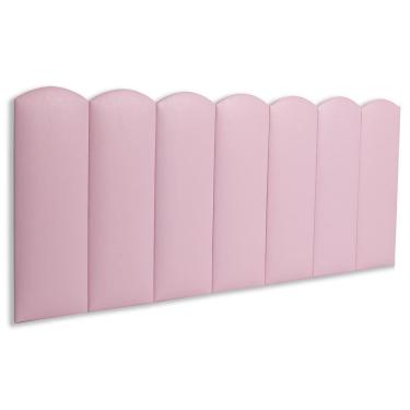 Imagem de Cabeceira Casal Kit 7 Placas Modelo Nuvem - Courino Rosa