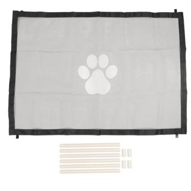 Imagem de Portão de cachorro Punchado interno de malha grátis Pet Guard Cerca dobrável de alta tenacidade portão de cão portão Cercas infantis para o quarto da porta Material premium de (L)