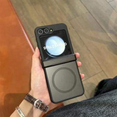 Imagem de Capa para Samsung ZFlip6 de luxo, transparente, magnética, com carregamento sem fio, à prova de choque, armadura fosca (para Samsung ZFlip6/fosco)