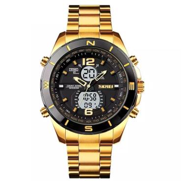 Imagem de Relógio Masculino Skmei Anadigi 1670 - Dourado E Preto
