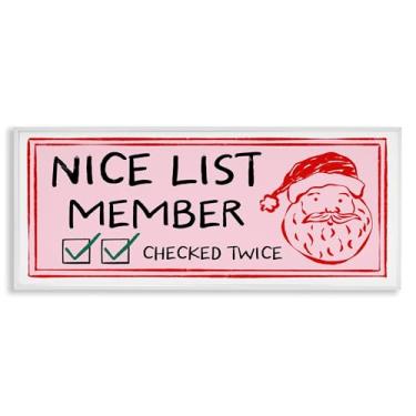 Imagem de Stupell Industries Nice List Santa Ticket Design de arte giclée emoldurado branco por JJ Design House LLC, 13 x 30