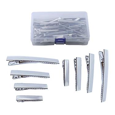 Imagem de MAHAVIMOKSA 1 caixa 80 peças misturadas 4 tamanhos prata plana única garra jacaré grampos de cabelo 32/42/56/75 mm para artesanato DIY