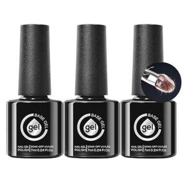 Imagem de Verniz Gel Base Fibra de Vidro | Verniz Gel Reparador para Unhas Danificadas Finas e Frágeis - 3 Peças Acessórios De Manicure Pedicure De Longa Duração Para Remoção Por Imersão Uso Em Casa Viagem Salã