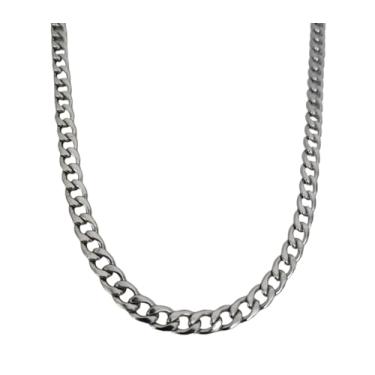 Imagem de Cordão De Aço Inox Corrente 70cm Grumet 6mm Inoxidável Antialergico Cor Prata