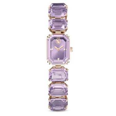 Imagem de Swarovski Relógio, pulseira de corte octógono, roxo, acabamento dourado champanhe, Roxa