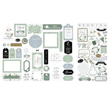 Imagem de Artigos de scrapbook de casamento - Pacote efêmera de casamento com 34 molduras e etiquetas cortados, folha de detalhes de papelão fofo para fazer cartões, convites, artesanato DIY - Total de 2 itens