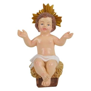 Imagem de IEUDNS Estatueta de Menino Jesus, Boneca Artesanal Polida e Pintada à Mão, Menino Jesus com para Amigos, Família, Decoração de Casa, S