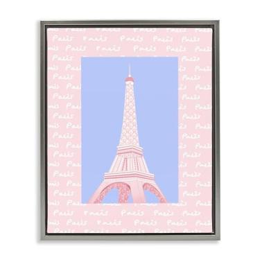 Imagem de Stupell Industries Arte de parede em tela flutuante cinza da Torre Eiffel pastel de Paris por Pooja Dave, 78 x 63 cm
