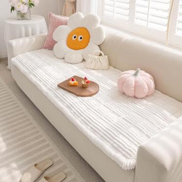 Imagem de Disayu Capa de sofá felpuda para cães, lavável, antiderrapante, cobertor lavável para sofás que aceitam animais de estimação e protetor de sofá (branco, 70 x 180 cm)